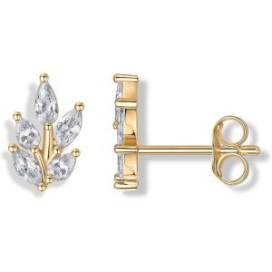 imagePAVOI 14K Gold Plated Cubic Zirconia Stud Earrings for Women  Sterling Silver Posts Statement Crystal Cluster Wedding Earrings for Brides ampamp Bridesmaids  Trendy CZ Pearl Studs Wedding JewelryYellow Gold