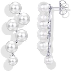 imagePAVOI 14K Gold Plated Pearl Drop Earrings for Women  Sterling Silver Posts Large Dangle Pearl Wedding Earrings for Brides ampamp Bridesmaids  Linear Statement Bridal Jewelry GiftsWhite Gold