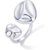 imagePAVOI 14K Gold Plated Chunky Open Statement Rings for Women  Bold Hammered Double Pebble Stackable Ring  Trendy Geometric Organic Fashion Bands JewelryWhite Gold