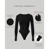 imagePAVOI ACTIVE Buttery Soft Long Sleeve Body Suits for Women  Double Lined Thong Bodysuits Top Crew Neck  Everyday EssentialsBlack