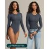 imagePAVOI ACTIVE Buttery Soft Long Sleeve Body Suits for Women  Double Lined Thong Bodysuits Top Crew Neck  Everyday EssentialsThunder