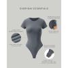 imagePAVOI ACTIVE Buttery Soft Short Sleeve Bodysuit for Women Double Lined Thong Bodysuit Crew Neck TShirt  Everyday EssentialsThunder