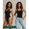 imagePAVOI ACTIVE Deep V Neck Bodysuit for Women  Double Lined Scoop Back Sleeveless Bodysuits Sexy Thong  Everyday EssentialsBlack