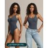 imagePAVOI ACTIVE Deep V Neck Bodysuit for Women  Double Lined Scoop Back Sleeveless Bodysuits Sexy Thong  Everyday EssentialsThunder