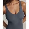 imagePAVOI ACTIVE Deep V Neck Bodysuit for Women  Double Lined Scoop Back Sleeveless Bodysuits Sexy Thong  Everyday EssentialsThunder
