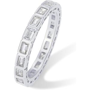 imagePAVOI 14K Gold Plated Emerald Cut Eternity Band Rings for Women  Emerald Cut Wedding Band for Brides  Stackable Cubic Zirconia Eternity Ring  Promise Jewelry GiftsWhite Gold