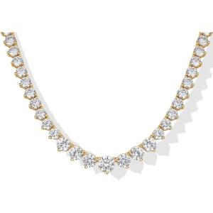 imagePAVOI 14K Gold Plated Graduated Tennis Necklaces for Women  Cubic Zirconia Tennis Necklace for Brides ampamp Bridesmaids  Simulated Diamond Chain Trendy Wedding JewelryYellow Gold