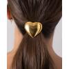 imagePAVOI 14K Yellow Gold Plated Waterproof Chunky Heart Metal Hair Cuff for Women  Stainless Steel Statement Ponytail Cuff Fashion Accessories  Stretchy Gold Hair Ties for PonytailsHeart White Gold