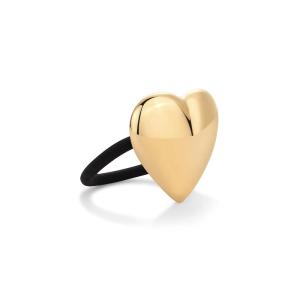 imagePAVOI 14K Yellow Gold Plated Waterproof Chunky Heart Metal Hair Cuff for Women  Stainless Steel Statement Ponytail Cuff Fashion Accessories  Stretchy Gold Hair Ties for PonytailsHeart Yellow Gold
