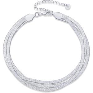 imagePAVOI 14K Gold Plated Chain Anklets for Women  Minimalist Link Chain Ankle Bracelet  Dainty Gold Anklets for Women  Trendy Summer Beach Jewelry Gifts  Snake Figaro Mariner Paperclip BeadedTriple Snake