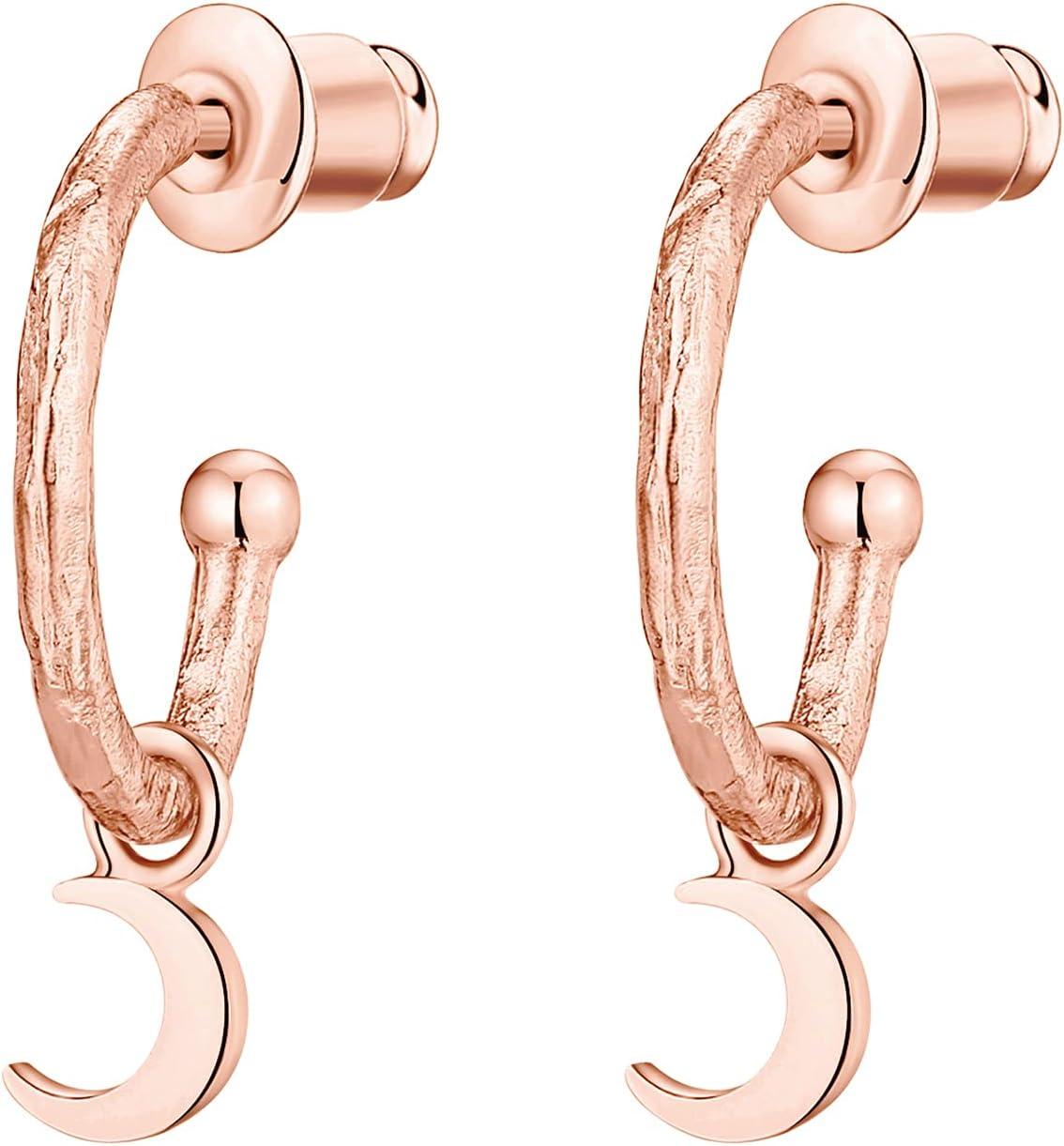 imagePAVOI 14K Gold Plated 925 Sterling Silver Post Huggie With Dangle  Small Hoop Earrings For Women  Trendy Dangle Hoop EarringsRose Gold