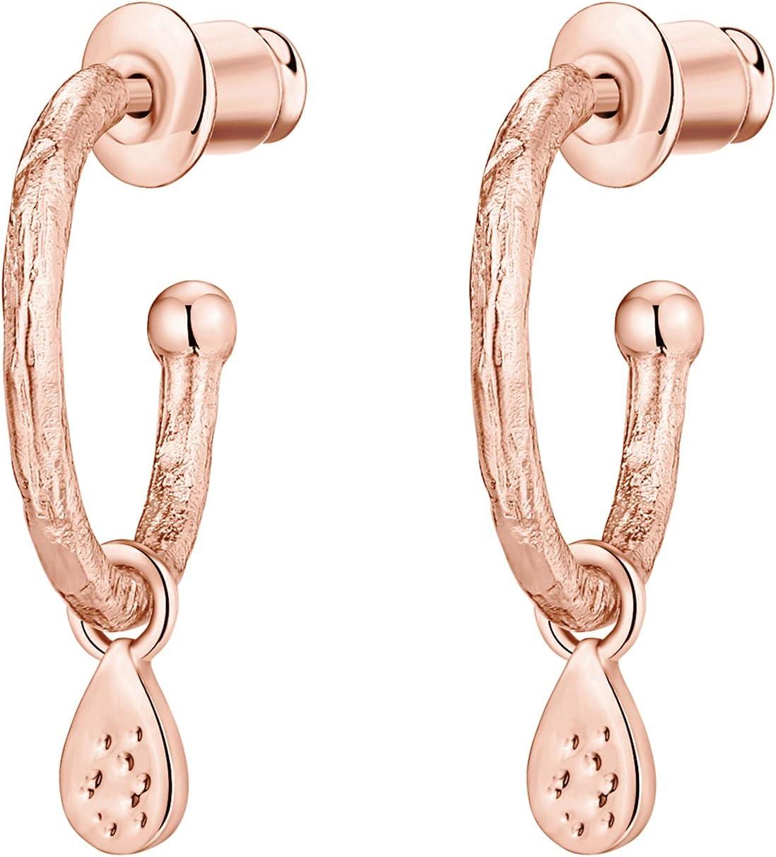 imagePAVOI 14K Gold Plated 925 Sterling Silver Post Huggie With Dangle  Small Hoop Earrings For Women  Trendy Dangle Hoop EarringsRose Gold