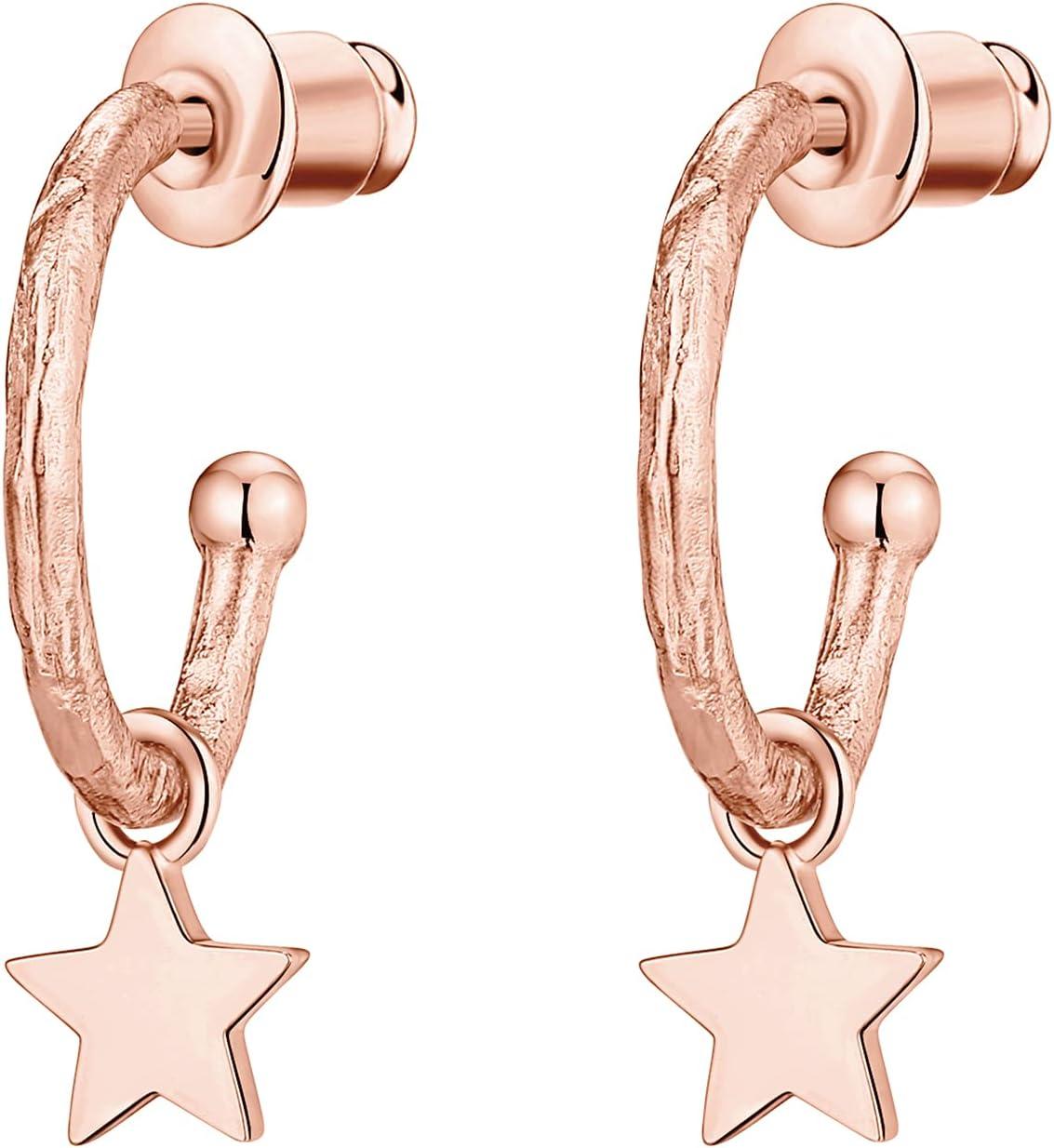 imagePAVOI 14K Gold Plated 925 Sterling Silver Post Huggie With Dangle  Small Hoop Earrings For Women  Trendy Dangle Hoop EarringsRose Gold