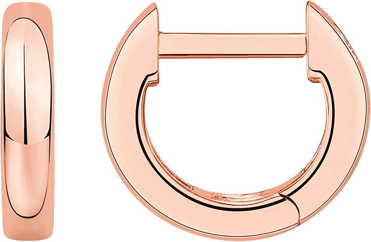 imagePAVOI 14K Gold Plated Chunky Huggies Earrings for Women  925 Sterling Silver Posts Small Gold Huggie Hoop Earrings  Ultra Thick Hoops Trendy JewelryRose Gold