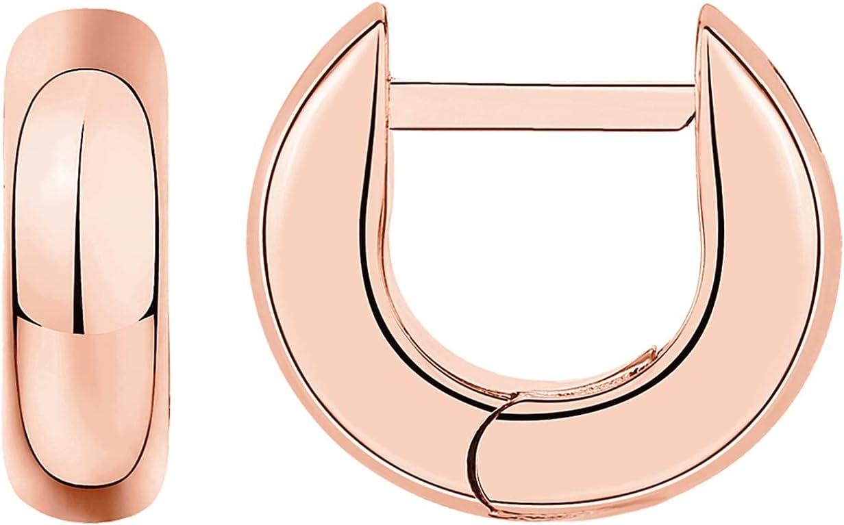 imagePAVOI 14K Gold Plated Chunky Huggies Earrings for Women  925 Sterling Silver Posts Small Gold Huggie Hoop Earrings  Ultra Thick Hoops Trendy JewelryRose Gold