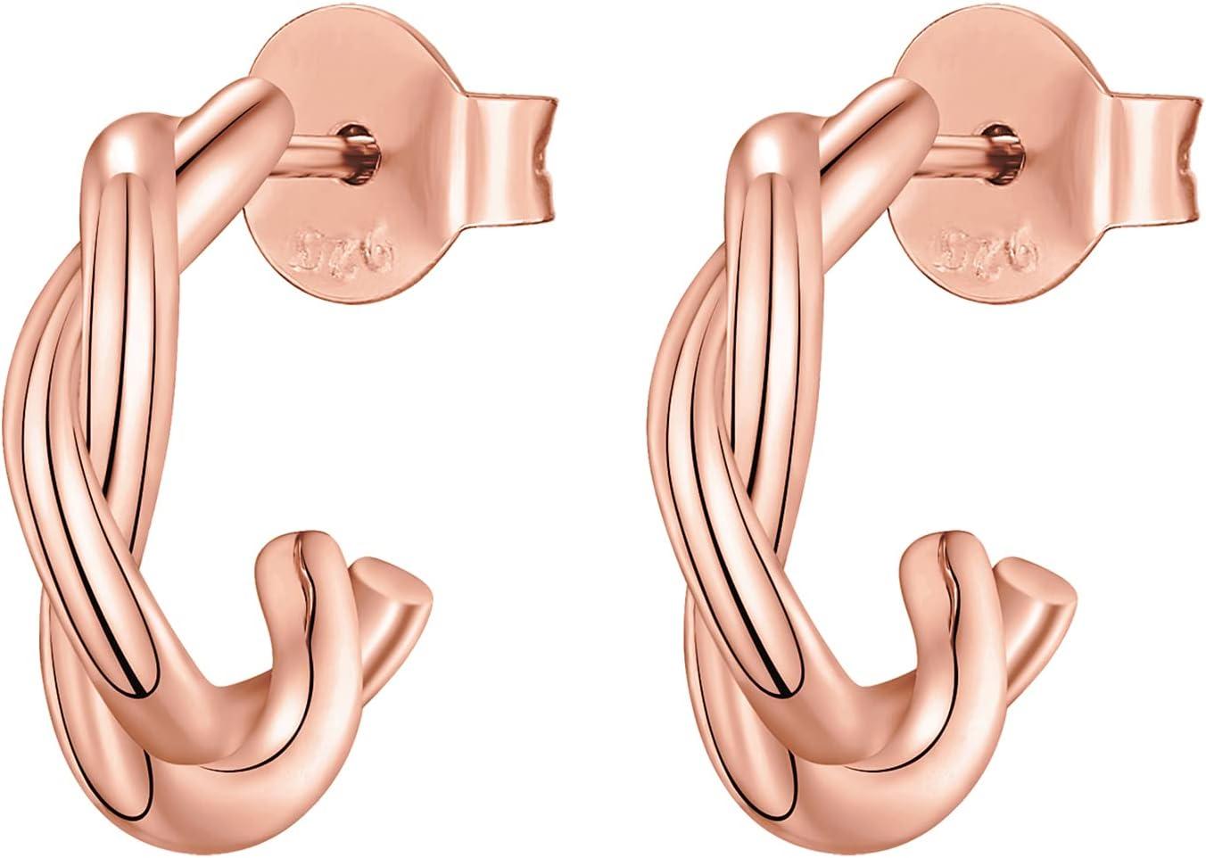 imagePAVOI 14K Gold Plated Chunky Huggies Earrings for Women  925 Sterling Silver Posts Small Gold Huggie Hoop Earrings  Ultra Thick Hoops Trendy JewelryRose Gold