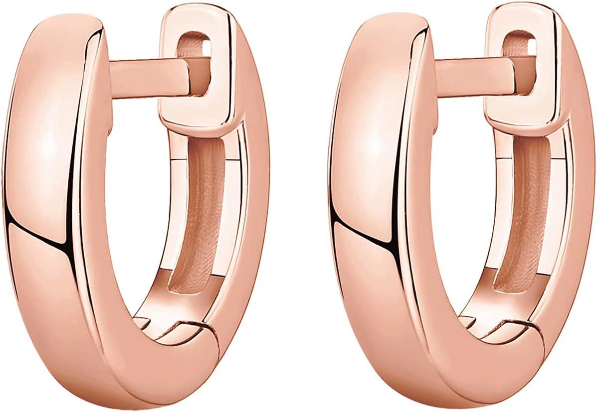 imagePAVOI 14K Gold Plated Chunky Huggies Earrings for Women  925 Sterling Silver Posts Small Gold Huggie Hoop Earrings  Ultra Thick Hoops Trendy JewelryRose Gold