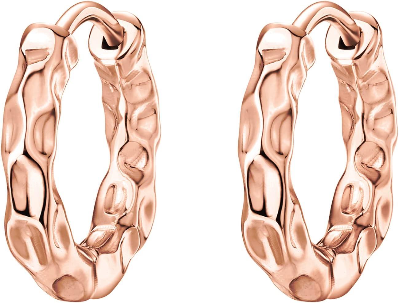 imagePAVOI 14K Gold Plated Chunky Huggies Earrings for Women  925 Sterling Silver Posts Small Gold Huggie Hoop Earrings  Ultra Thick Hoops Trendy JewelryRose Gold