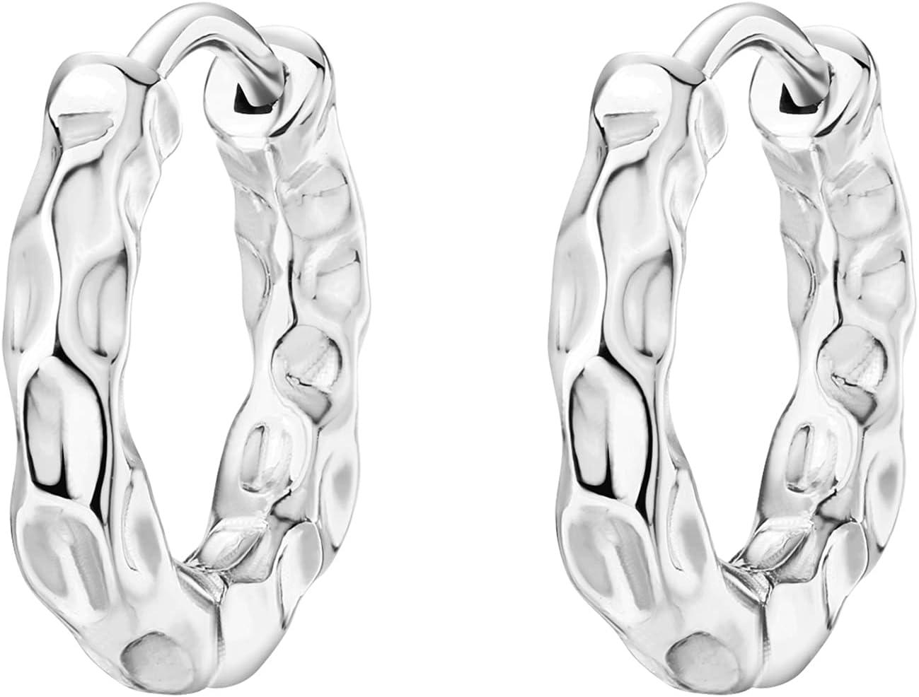 imagePAVOI 14K Gold Plated Chunky Huggies Earrings for Women  925 Sterling Silver Posts Small Gold Huggie Hoop Earrings  Ultra Thick Hoops Trendy JewelryWhite Gold