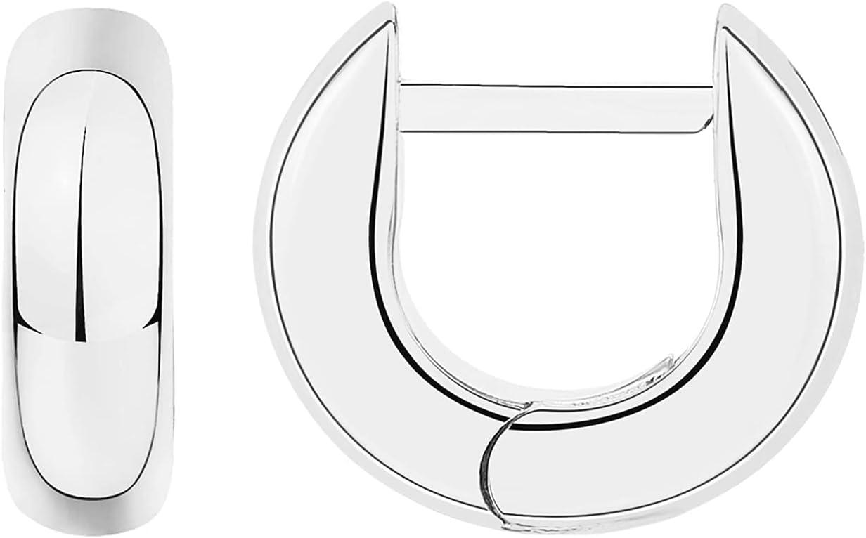 imagePAVOI 14K Gold Plated Chunky Huggies Earrings for Women  925 Sterling Silver Posts Small Gold Huggie Hoop Earrings  Ultra Thick Hoops Trendy JewelryWhite Gold