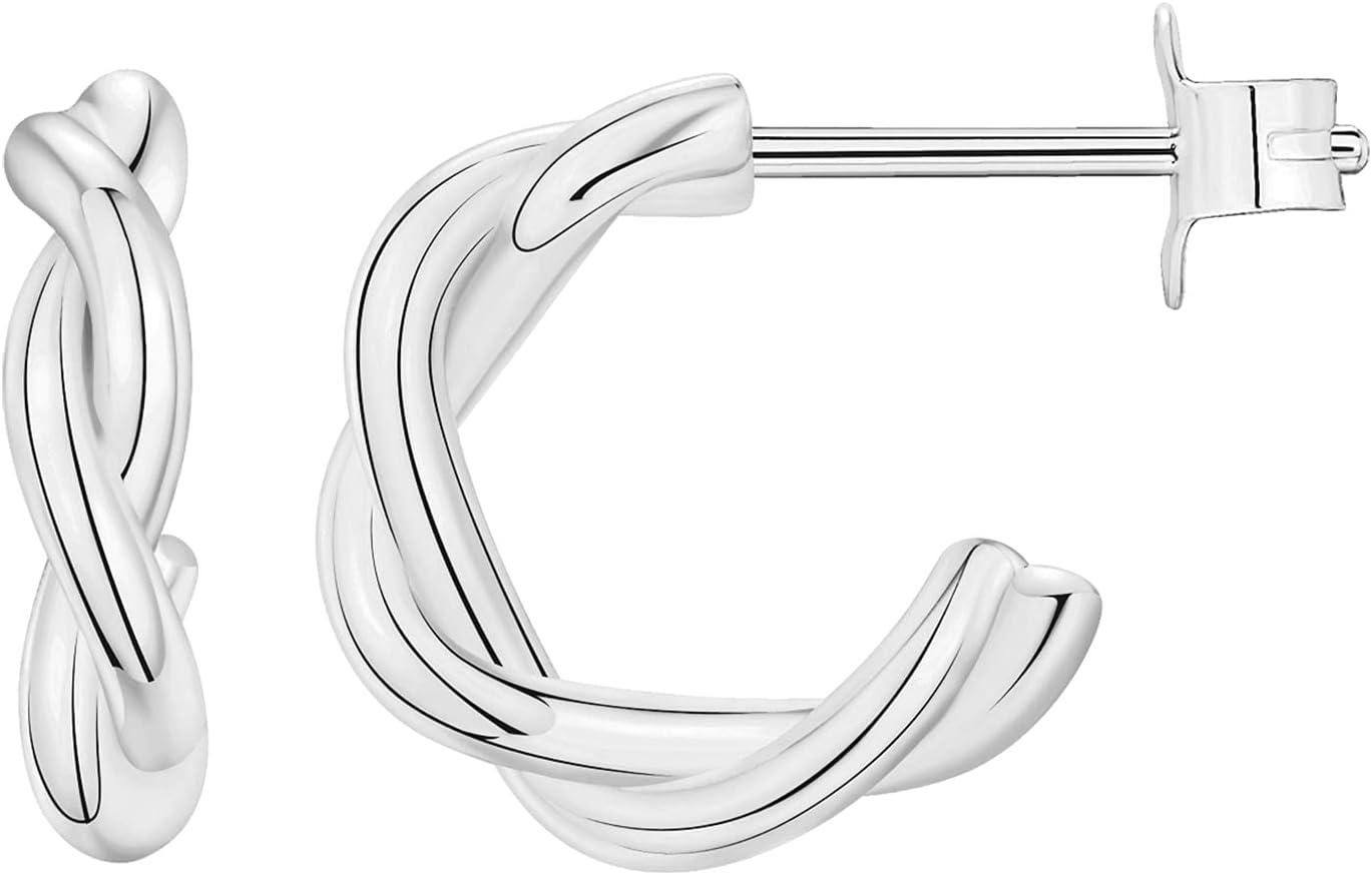 imagePAVOI 14K Gold Plated Chunky Huggies Earrings for Women  925 Sterling Silver Posts Small Gold Huggie Hoop Earrings  Ultra Thick Hoops Trendy JewelryWhite Gold