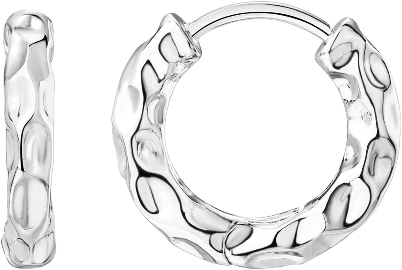 imagePAVOI 14K Gold Plated Chunky Huggies Earrings for Women  925 Sterling Silver Posts Small Gold Huggie Hoop Earrings  Ultra Thick Hoops Trendy JewelryWhite Gold