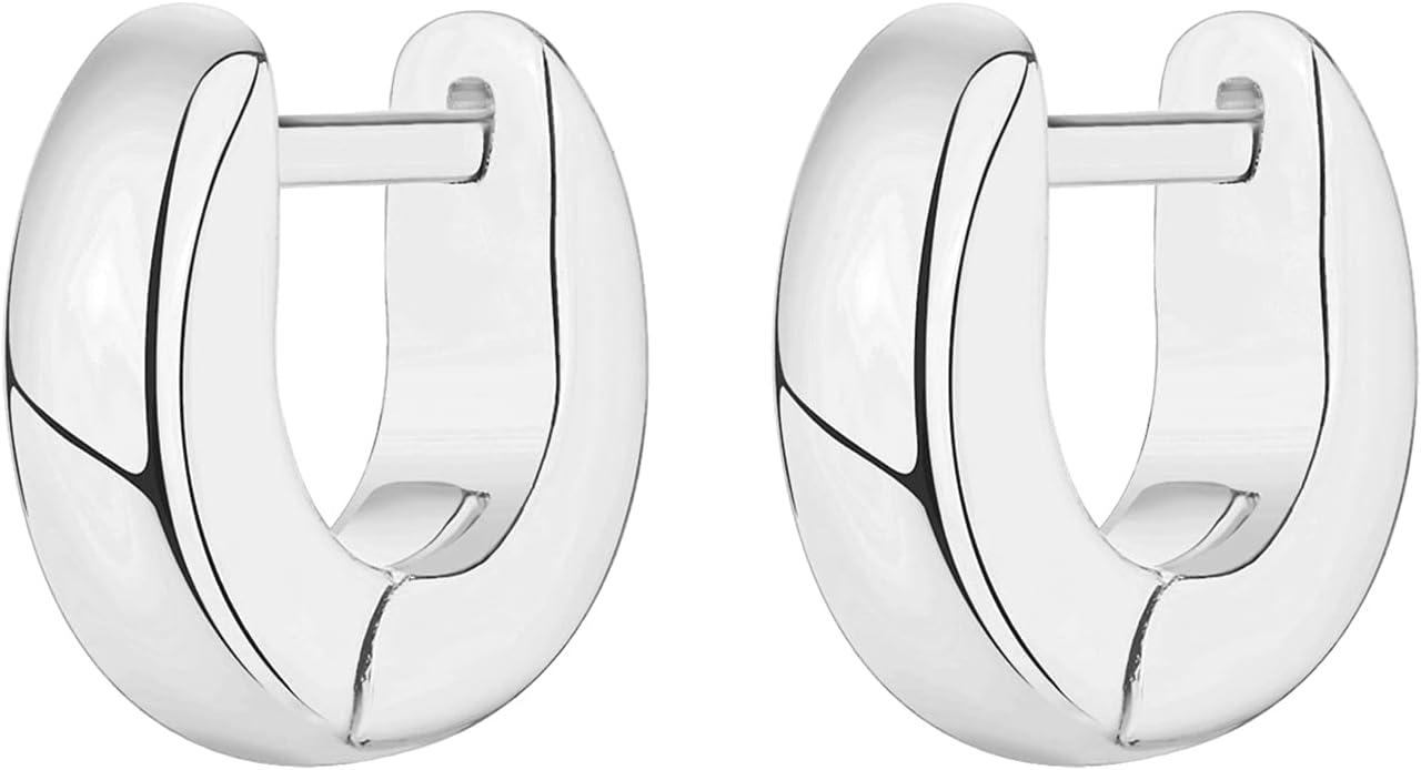 imagePAVOI 14K Gold Plated Chunky Huggies Earrings for Women  925 Sterling Silver Posts Small Gold Huggie Hoop Earrings  Ultra Thick Hoops Trendy JewelryWhite Gold