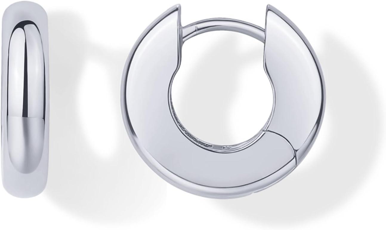 imagePAVOI 14K Gold Plated Chunky Huggies Earrings for Women  925 Sterling Silver Posts Small Gold Huggie Hoop Earrings  Ultra Thick Hoops Trendy JewelryWhite Gold