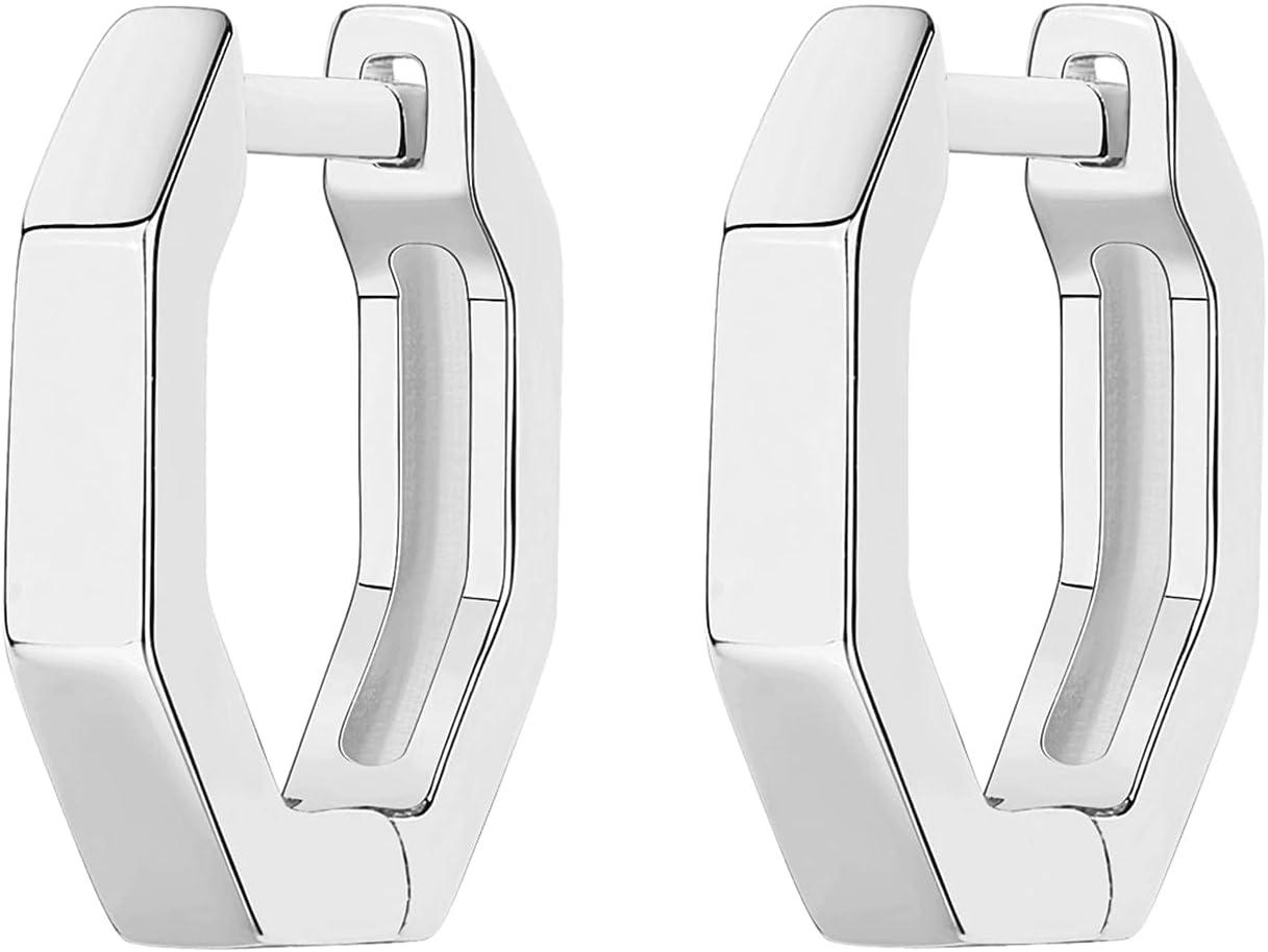 imagePAVOI 14K Gold Plated Chunky Huggies Earrings for Women  925 Sterling Silver Posts Small Gold Huggie Hoop Earrings  Ultra Thick Hoops Trendy JewelryWhite Gold