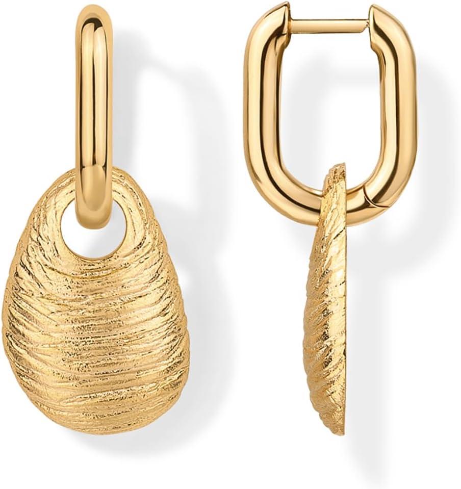 imagePAVOI 14K Gold Plated Convertible Paperclip Earrings for Women  Trendy Paper Clip Link Huggie Hoop Earrings  Chain Link Drop Dangle Hoops with Cubic Zirconia  TwoToned Statement JewelryYellow Gold