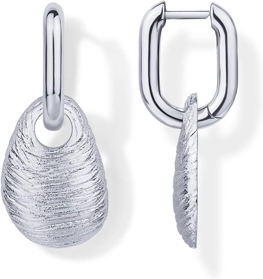 imagePAVOI 14K Gold Plated Convertible Paperclip Earrings for Women  Trendy Paper Clip Link Huggie Hoop Earrings  Chain Link Drop Dangle Hoops with Cubic Zirconia  TwoToned Statement JewelryWhite Gold