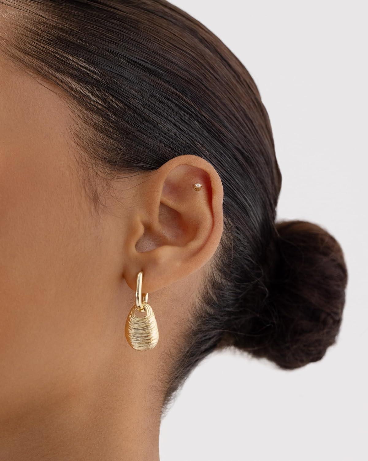 imagePAVOI 14K Gold Plated Convertible Paperclip Earrings for Women  Trendy Paper Clip Link Huggie Hoop Earrings  Chain Link Drop Dangle Hoops with Cubic Zirconia  TwoToned Statement JewelryYellow Gold