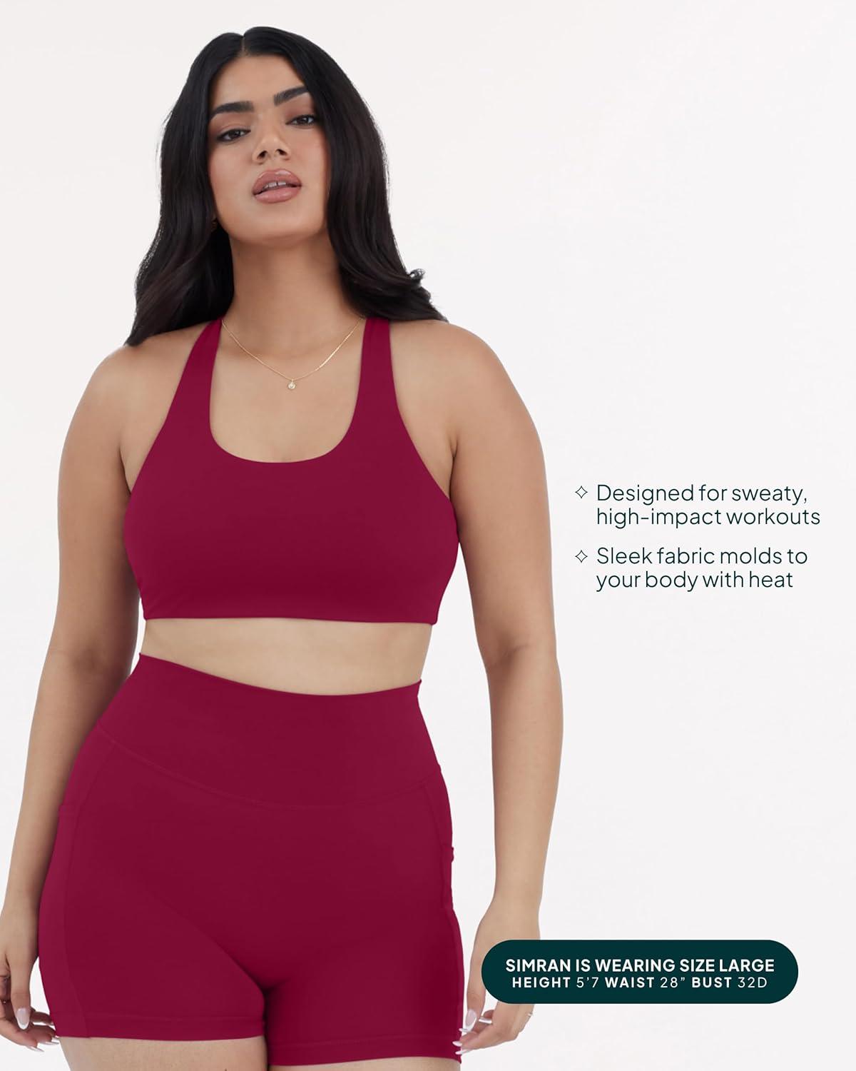 imagePAVOI ACTIVE Racerback Supportive Sports Bras for Women  High Support Scoop Neck Gym Workout Bra Removable Pads  HiPerformBerry