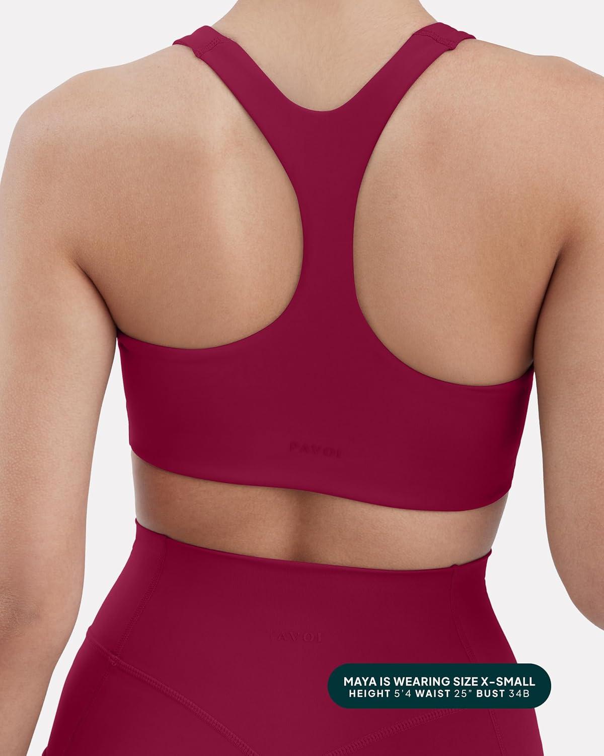 imagePAVOI ACTIVE Racerback Supportive Sports Bras for Women  High Support Scoop Neck Gym Workout Bra Removable Pads  HiPerformBerry