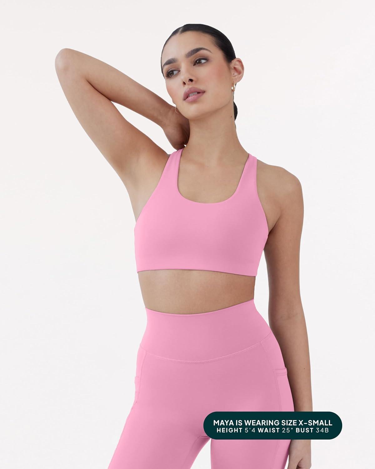 imagePAVOI ACTIVE Racerback Supportive Sports Bras for Women  High Support Scoop Neck Gym Workout Bra Removable Pads  HiPerformPetal