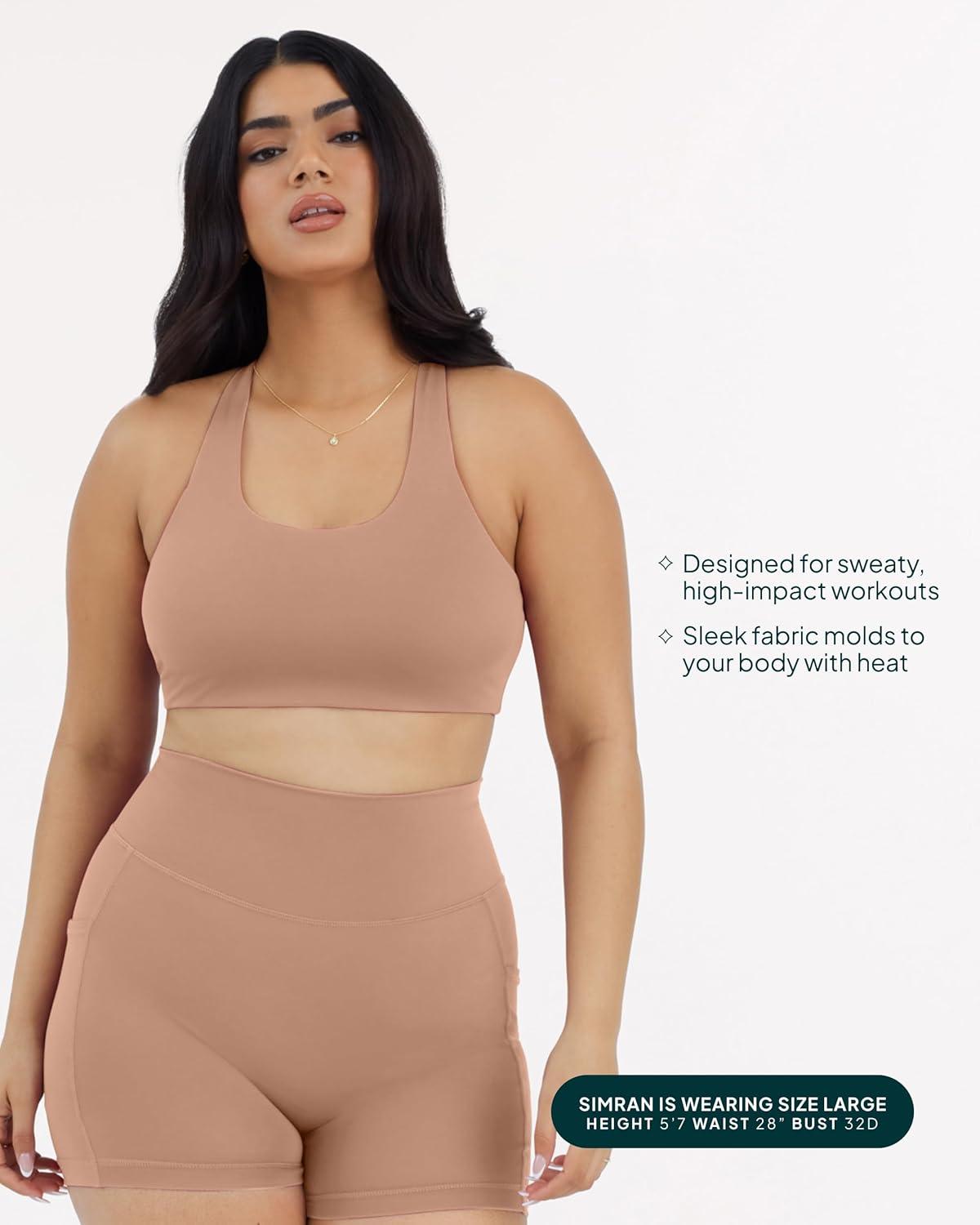 imagePAVOI ACTIVE Racerback Supportive Sports Bras for Women  High Support Scoop Neck Gym Workout Bra Removable Pads  HiPerformSienna