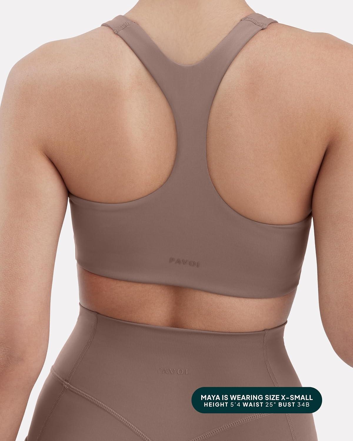 imagePAVOI ACTIVE Racerback Supportive Sports Bras for Women  High Support Scoop Neck Gym Workout Bra Removable Pads  HiPerformTeak