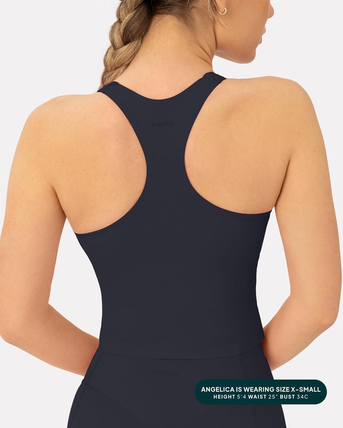 imagePAVOI ACTIVE Racerback Workout Tank Tops for Women Built in Bra  Medium Support Scoop Athletic Tank Top Shelf Bra HiPerformGraphite