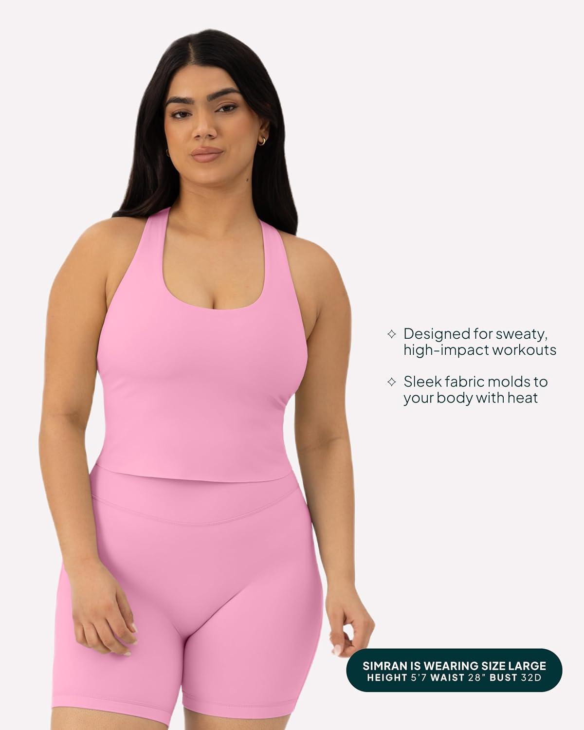 imagePAVOI ACTIVE Racerback Workout Tank Tops for Women Built in Bra  Medium Support Scoop Athletic Tank Top Shelf Bra HiPerformPetal