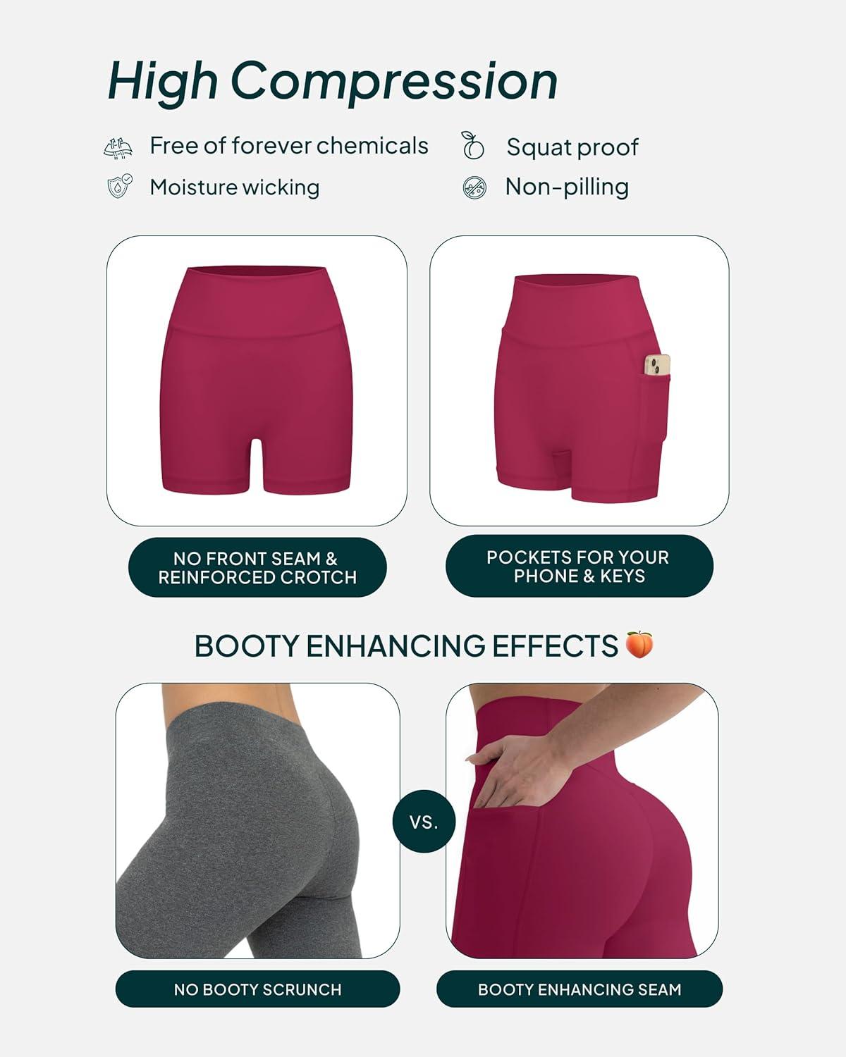 imagePAVOI ACTIVE Shorts with Pockets  Compressive High Waisted Butt Sculpting 4quot ampamp 6quot Womens Biker Shorts  HiPerform XXS to 3XBerry