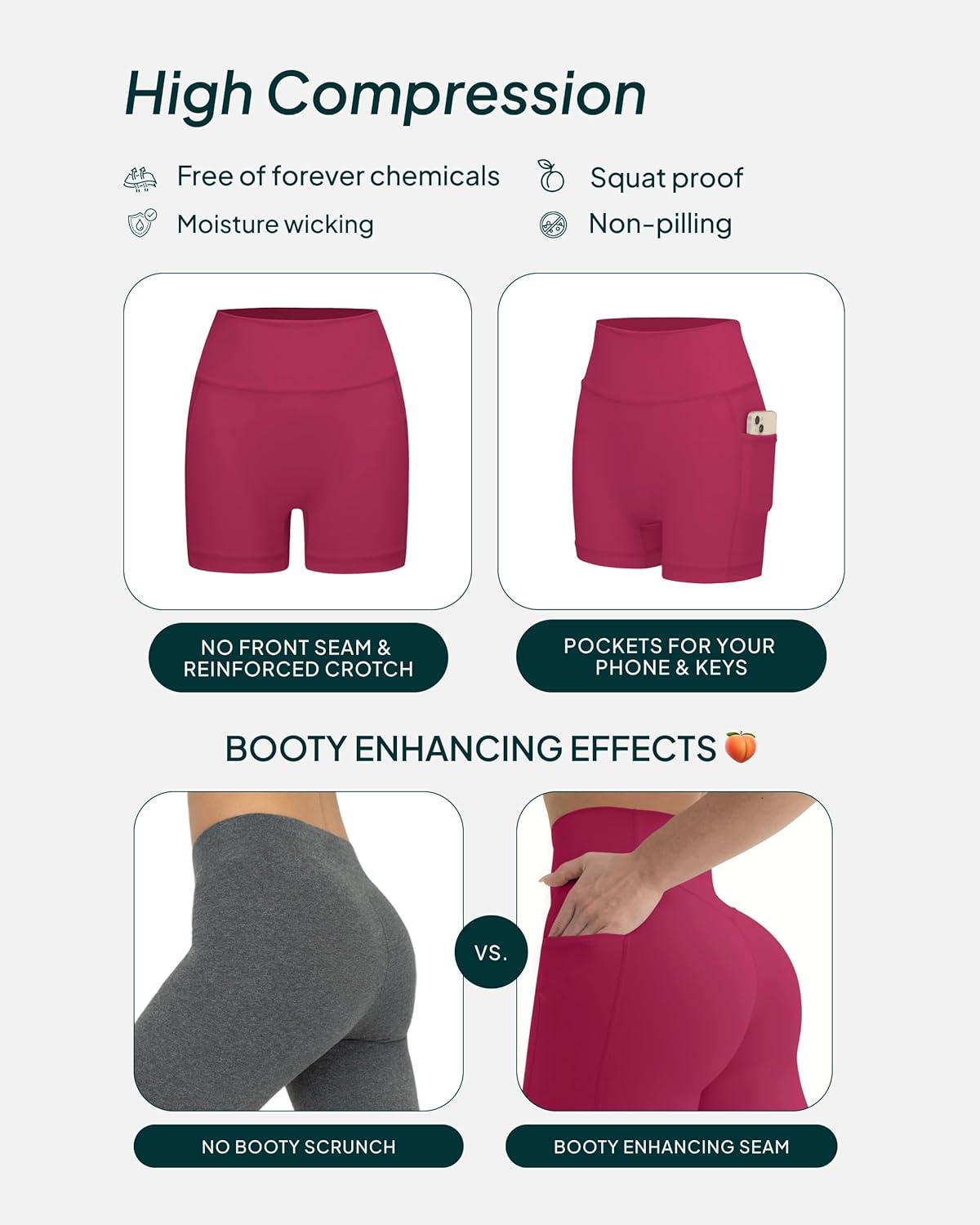 imagePAVOI ACTIVE Shorts with Pockets  Compressive High Waisted Butt Sculpting 4quot ampamp 6quot Womens Biker Shorts  HiPerform XXS to 3XBerry