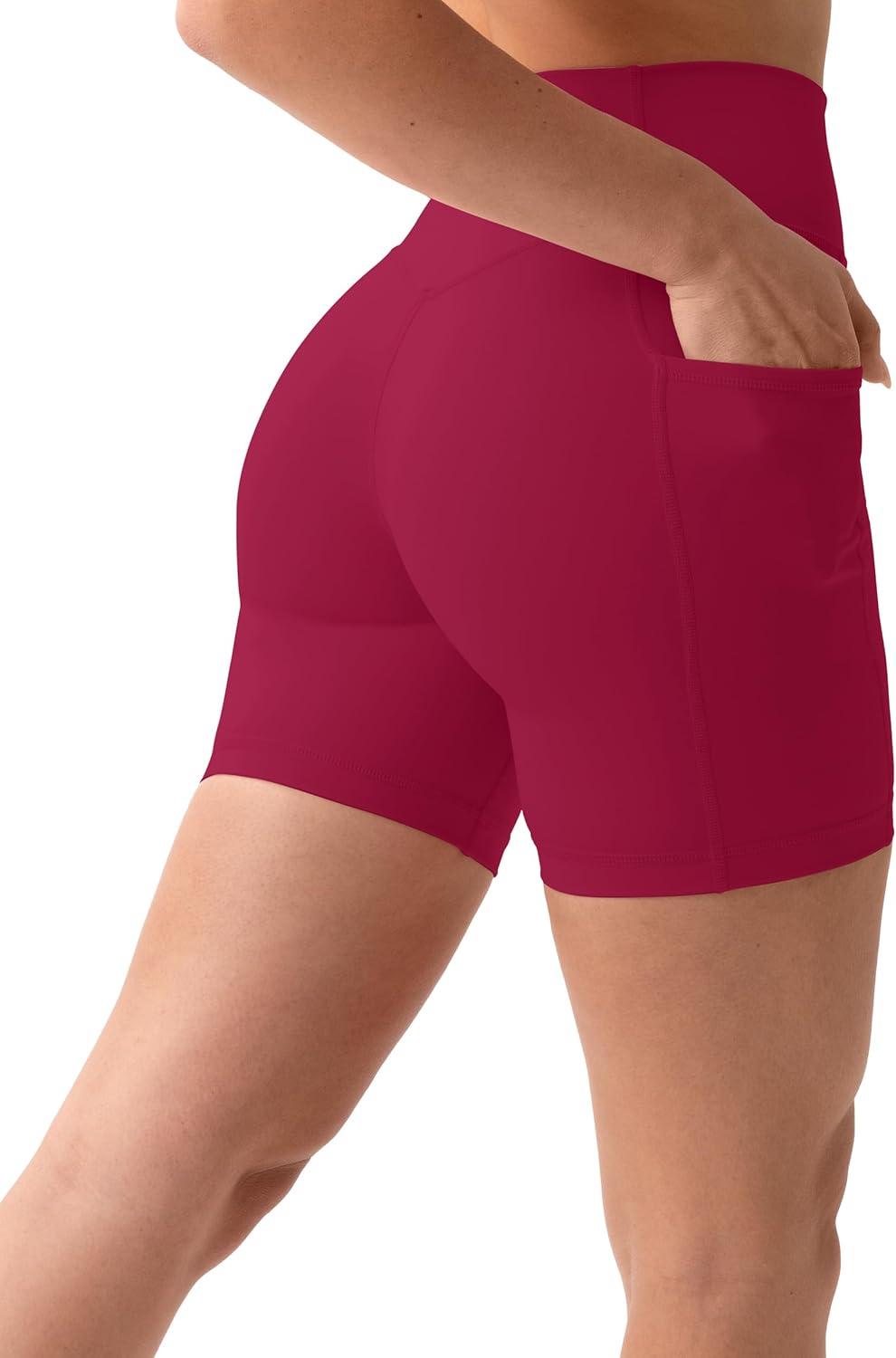 imagePAVOI ACTIVE Shorts with Pockets  Compressive High Waisted Butt Sculpting 4quot ampamp 6quot Womens Biker Shorts  HiPerform XXS to 3XBerry