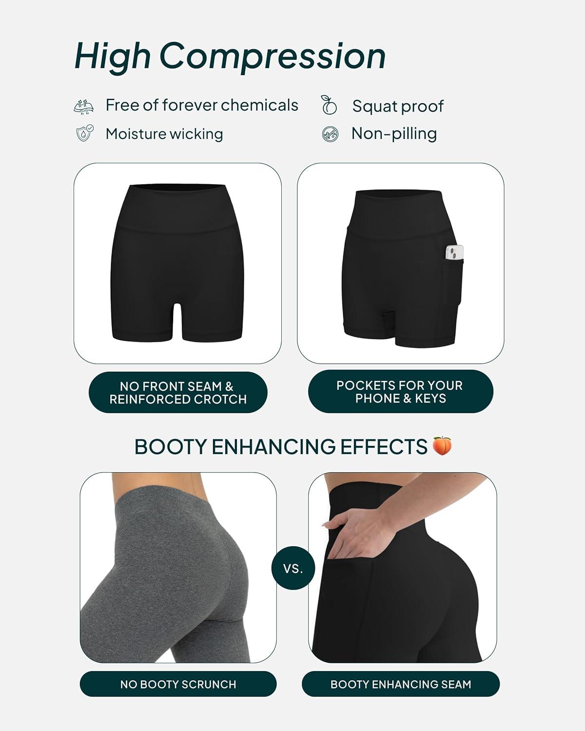 imagePAVOI ACTIVE Shorts with Pockets  Compressive High Waisted Butt Sculpting 4quot ampamp 6quot Womens Biker Shorts  HiPerform XXS to 3XBlack