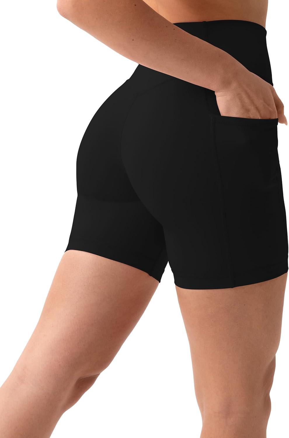 imagePAVOI ACTIVE Shorts with Pockets  Compressive High Waisted Butt Sculpting 4quot ampamp 6quot Womens Biker Shorts  HiPerform XXS to 3XBlack