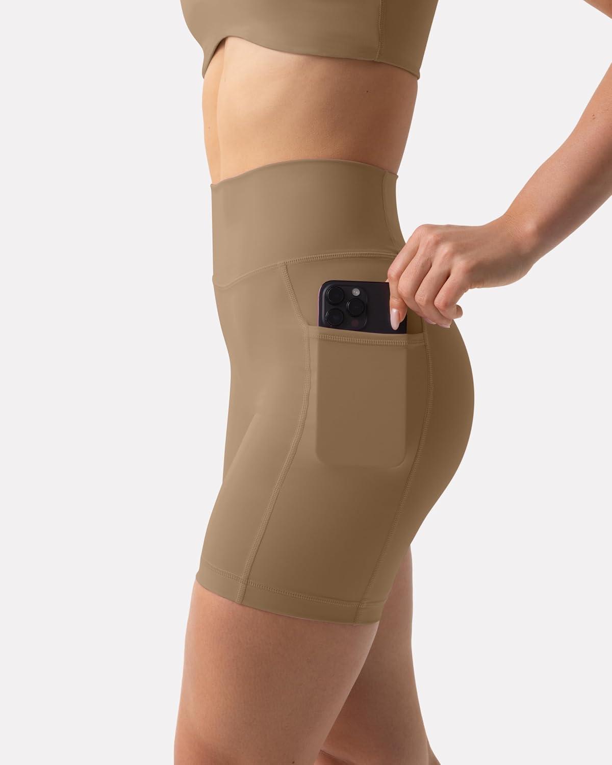 imagePAVOI ACTIVE Shorts with Pockets  Compressive High Waisted Butt Sculpting 4quot ampamp 6quot Womens Biker Shorts  HiPerform XXS to 3XCafe