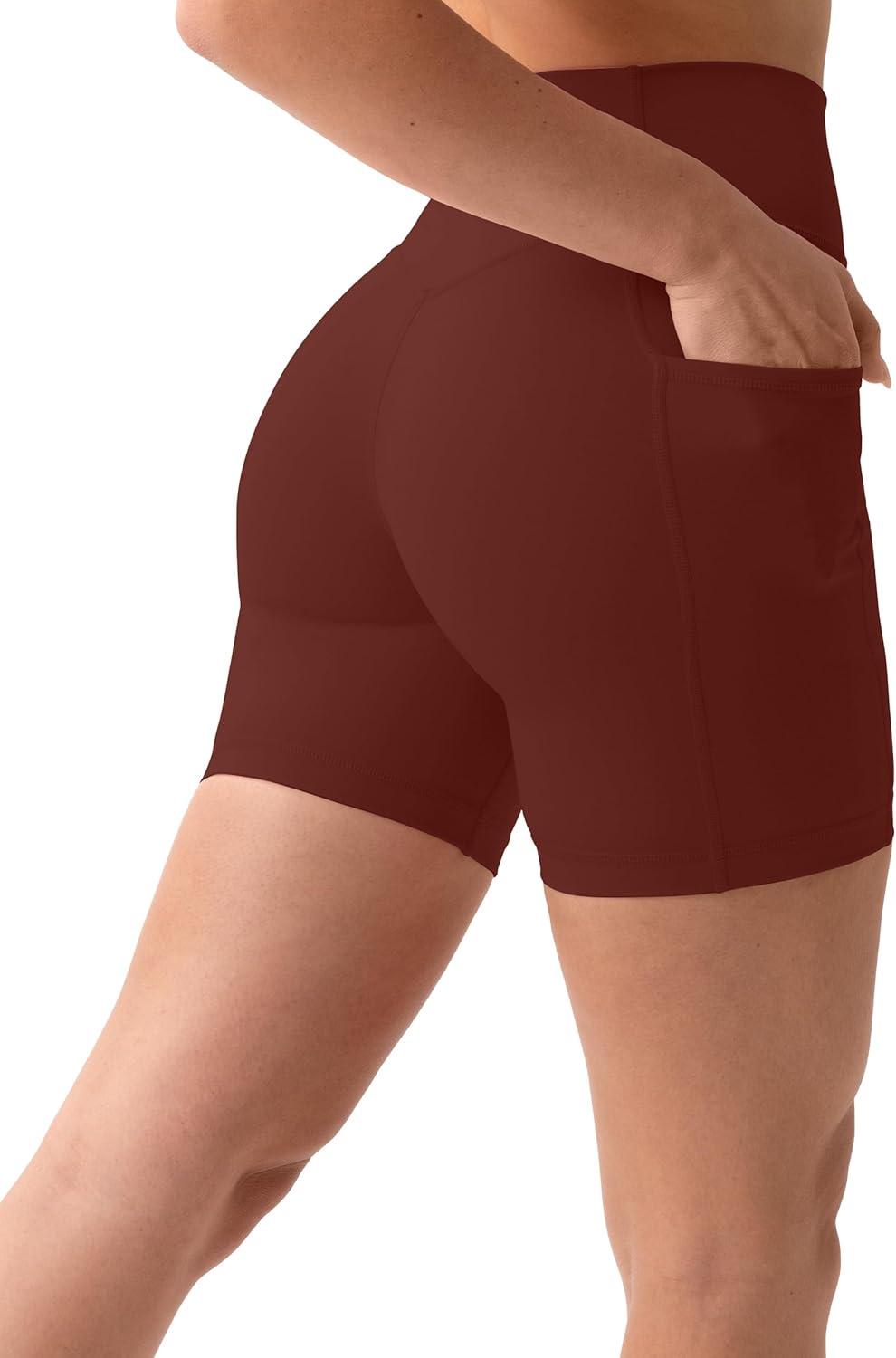 imagePAVOI ACTIVE Shorts with Pockets  Compressive High Waisted Butt Sculpting 4quot ampamp 6quot Womens Biker Shorts  HiPerform XXS to 3XChocolate