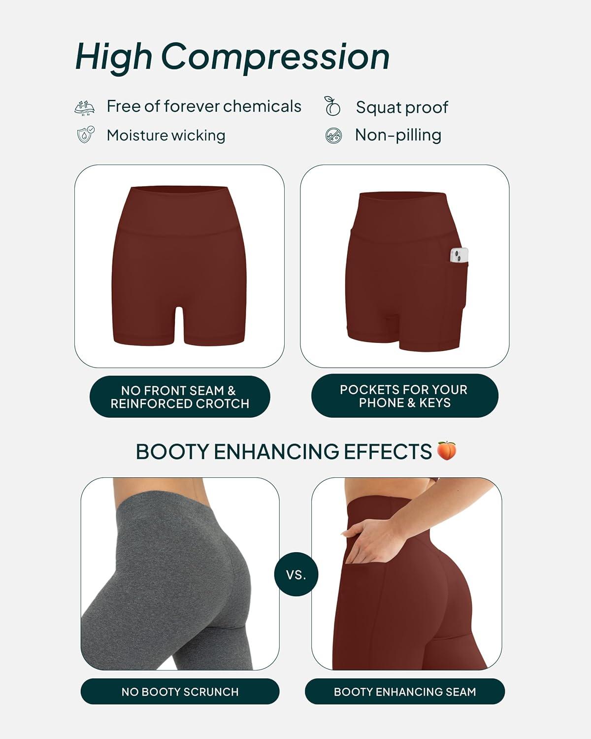 imagePAVOI ACTIVE Shorts with Pockets  Compressive High Waisted Butt Sculpting 4quot ampamp 6quot Womens Biker Shorts  HiPerform XXS to 3XChocolate