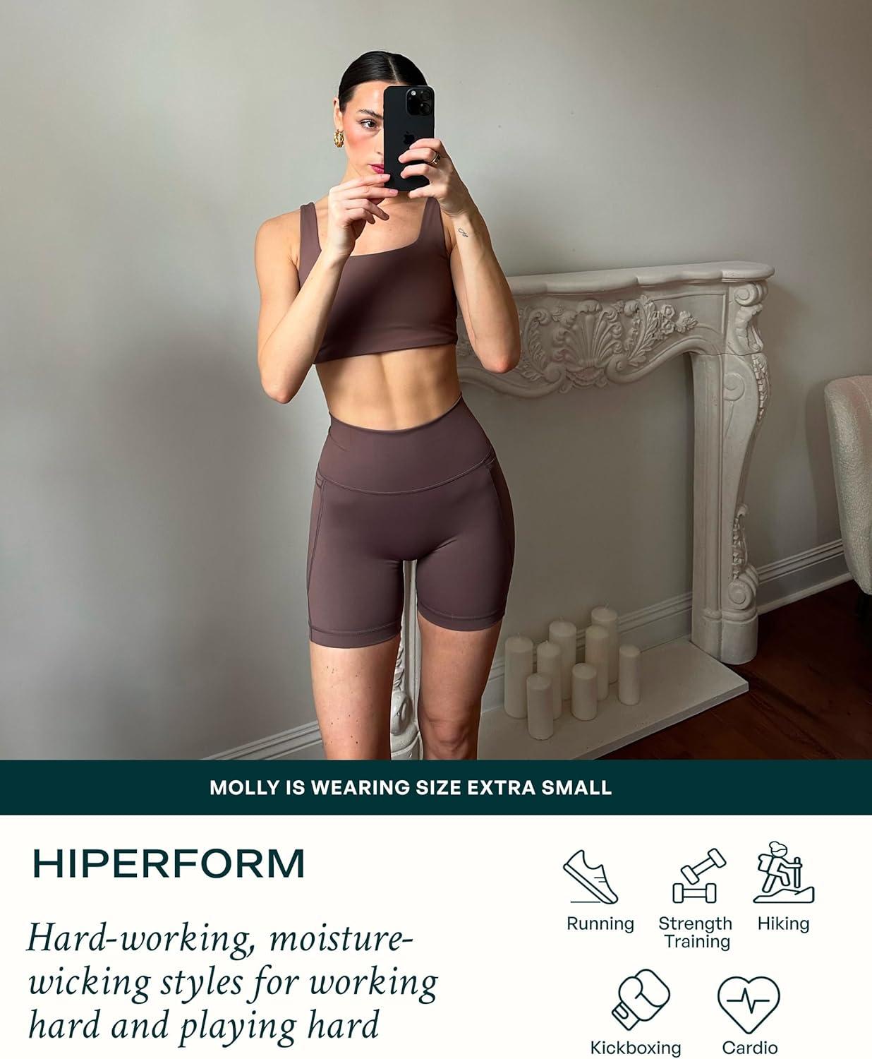 imagePAVOI ACTIVE Shorts with Pockets  Compressive High Waisted Butt Sculpting 4quot ampamp 6quot Womens Biker Shorts  HiPerform XXS to 3XClay