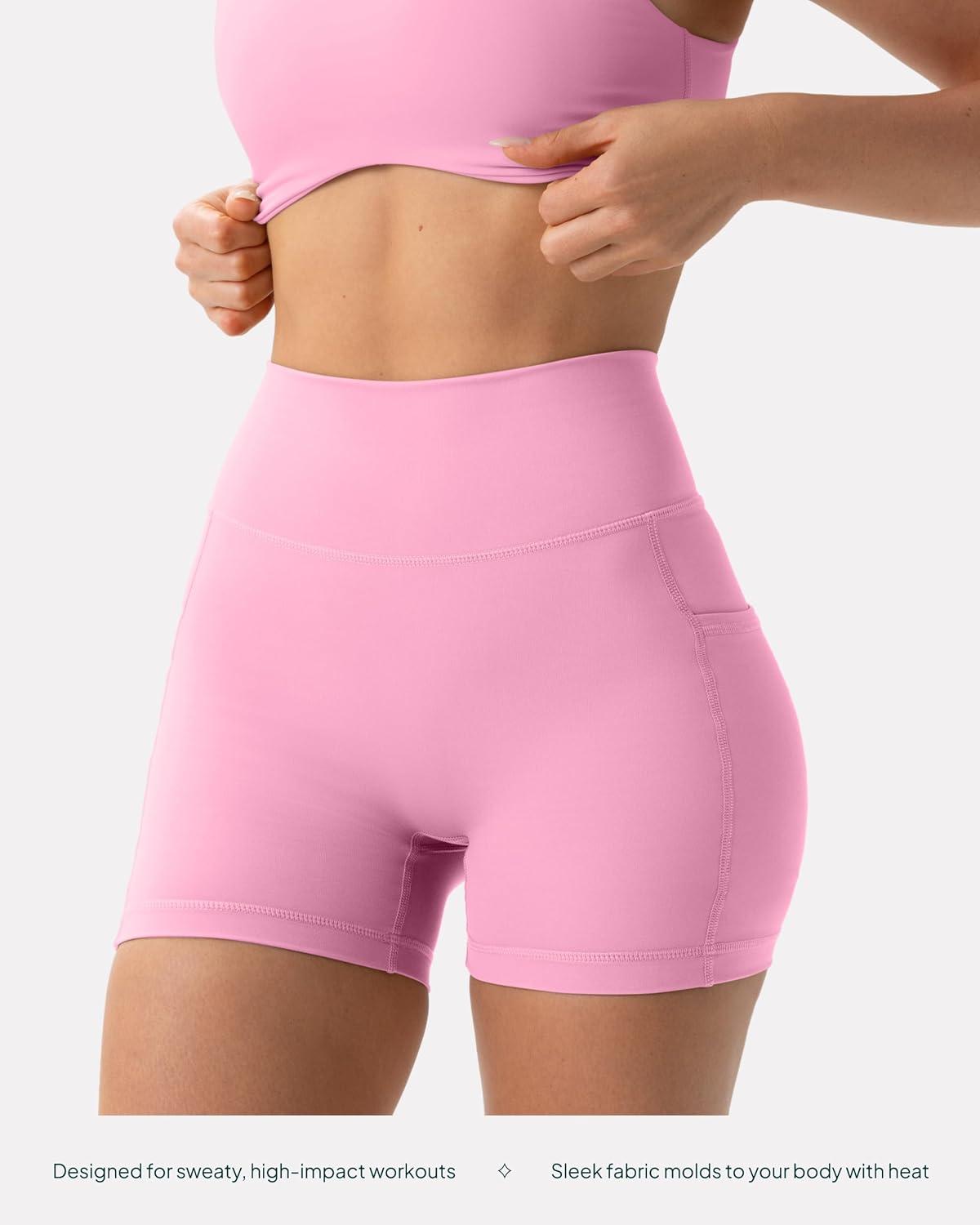 imagePAVOI ACTIVE Shorts with Pockets  Compressive High Waisted Butt Sculpting 4quot ampamp 6quot Womens Biker Shorts  HiPerform XXS to 3XPetal