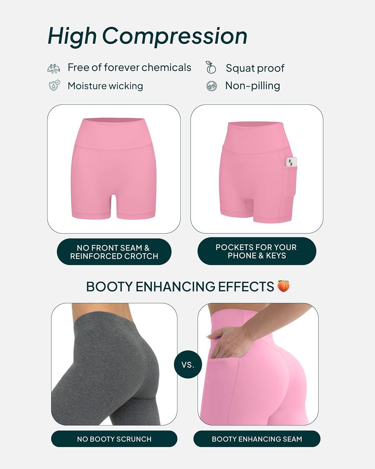 imagePAVOI ACTIVE Shorts with Pockets  Compressive High Waisted Butt Sculpting 4quot ampamp 6quot Womens Biker Shorts  HiPerform XXS to 3XPetal